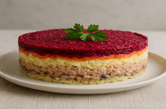 Оселедець під шубою з тунцем